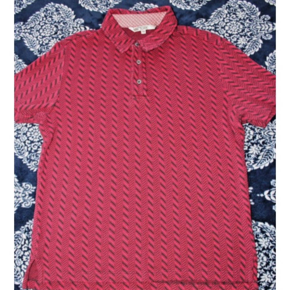 Rare MR TURK Sweater Polo Men's Size Medium RED Ribbed Collared Short Sleeve